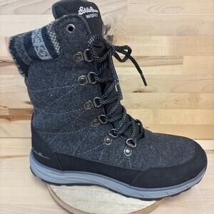EDDIE BAUER Laurel Lace Waterproof Smoke Black Winter Boots W6